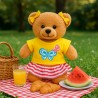 Butterfly Outfit 20214 – Yellow t-shirt and striped skirt for 40 cm teddy bear – The Bear Factory