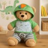 Dino Outfit for 40 cm Teddy Bear – hoodie and striped shorts – Ref. 20274