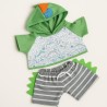 Dino Outfit for 40 cm Teddy Bear – hoodie and striped shorts – Ref. 20274