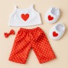 Rotes Satin-Pyjama mit Herz und Hausschuhen für Plüschbär 40 cm – Ref. 2377