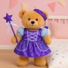 Feenprinzessin-Kleid Lila mit Zauberstab und Diadem – Plüschbär 40 cm – Ref. 2491