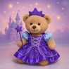 Feenprinzessin-Kleid Lila mit Zauberstab und Diadem – Plüschbär 40 cm – Ref. 2491