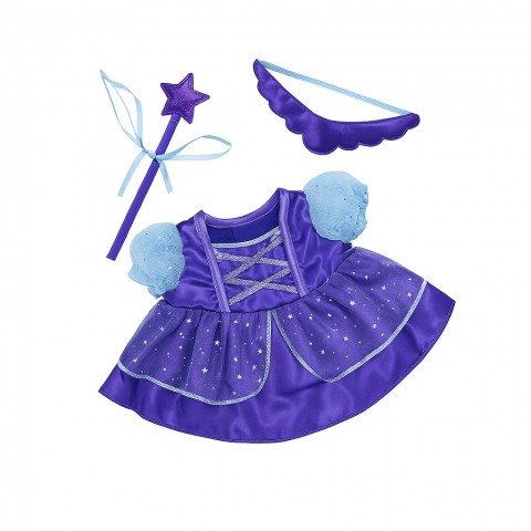Feenprinzessin-Kleid Lila mit Zauberstab und Diadem – Plüschbär 40 cm – Ref. 2491