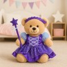 Feenprinzessin-Kleid Lila mit Zauberstab und Diadem – Plüschbär 40 cm – Ref. 2491