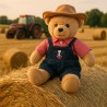 Tenue d’agriculteur pour peluche 40 cm – Chemise à carreaux, salopette en jean et chapeau – Cuddles & Friends réf. 3263