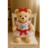 Rood met witte stippen “Girls” outfit voor knuffel 40 cm – Ref. 565