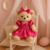 Fuchsia satin dress with bows for 40 cm plush – Ref. 886