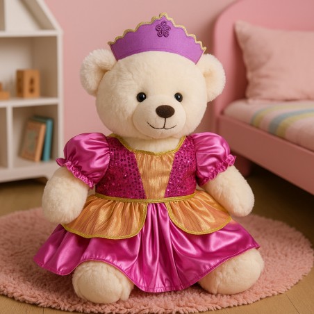Rosa-goldenes Prinzessinnenkleid mit Krone für Plüschtier 40 cm – Ref. 1073