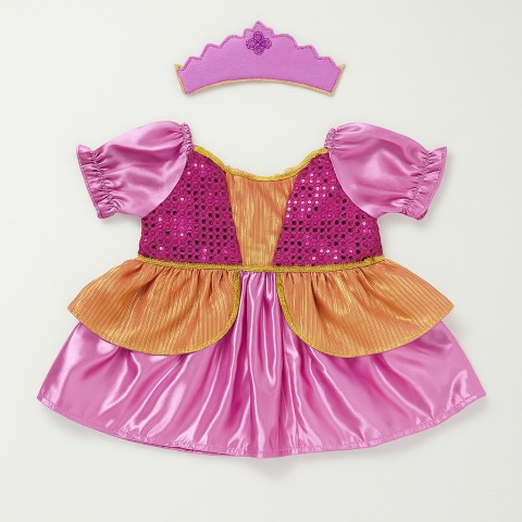 Rosa-goldenes Prinzessinnenkleid mit Krone für Plüschtier 40 cm – Ref. 1073