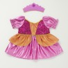 Roze en gouden prinsessenjurk met kroon voor knuffel 40 cm – Ref. 1073
