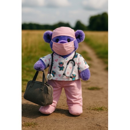 Knuffel kleding Roze Doktersset 2967 – met stethoscoop en masker.