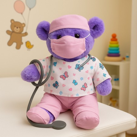 Knuffel kleding Roze Doktersset 2967 – met stethoscoop en masker.