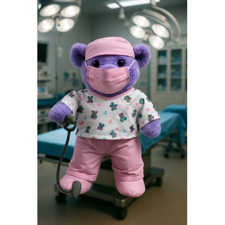 Plüschkleidung Arztkostüm Rosa 2967 – mit Stethoskop und Maske.