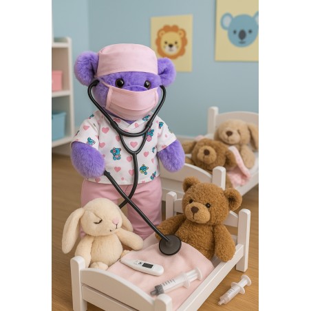 Plüschkleidung Arztkostüm Rosa 2967 – mit Stethoskop und Maske.