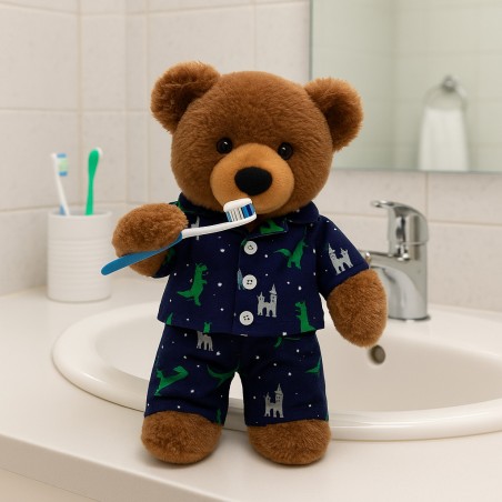 Pyjama “Crazy for Castles” bleu pour peluche 40 cm – Réf. 2975 – Teddy Mountain