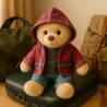 Knuffelkleding 40 cm – “Weekend Denim Grijs” set (grijs T-shirt, geruite hoodie, jeans) – Ref. Y1004