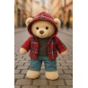 Knuffelkleding 40 cm – “Weekend Denim Grijs” set (grijs T-shirt, geruite hoodie, jeans) – Ref. Y1004