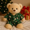 Vêtement pour peluche 40 cm – Pyjama “Chiots et Chatons Festifs” vert à motifs de Noël – Réf. Y3008