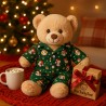 Vêtement pour peluche 40 cm – Pyjama “Chiots et Chatons Festifs” vert à motifs de Noël – Réf. Y3008