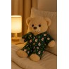 Vêtement pour peluche 40 cm – Pyjama “Chiots et Chatons Festifs” vert à motifs de Noël – Réf. Y3008