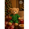 Pyjama vert de Noël pour peluche 40 cm – Réf. 3020 Teddy Mountain – ensemble deux pièces festif