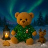 Pyjama vert de Noël pour peluche 40 cm – Réf. 3026 Teddy Mountain – ensemble à motifs sapins et bonhommes de neige