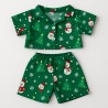 Pyjama vert de Noël pour peluche 40 cm – Réf. 3026 Teddy Mountain – ensemble à motifs sapins et bonhommes de neige