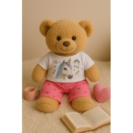 Magical Unicorn outfit for plush 16 inch – Ref. 3035 Cuddles & Friends – white unicorn shirt and pink pants