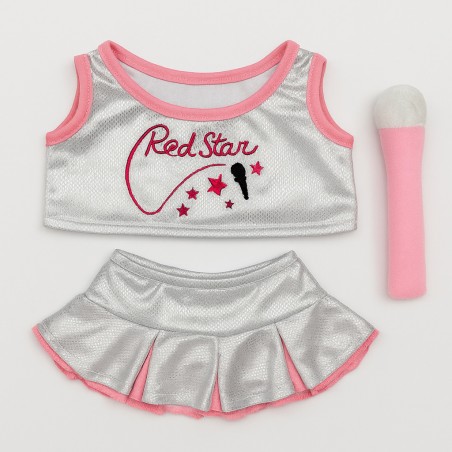 Kleidung für Plüschtiere 40 cm – “Red Star” silber-rosa Outfit mit Mikrofon – Ref. 3038 Cuddles & Friends