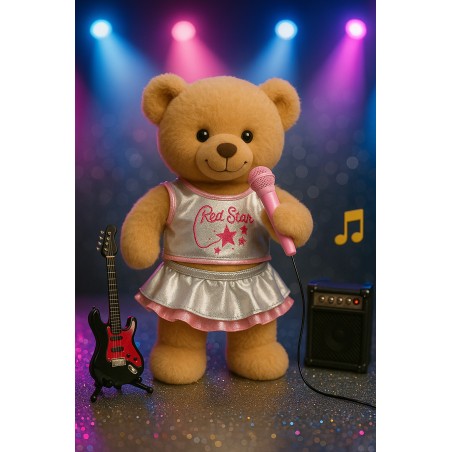 “Red Star” zilver en roze outfit voor knuffelbeer – Ref. 3038 Cuddles & Friends