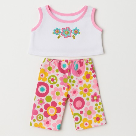 Kleding voor knuffelbeer 40 cm – “Retro Flowers” roze en wit outfit – Ref. 570 Build Your Bear Wardrobe