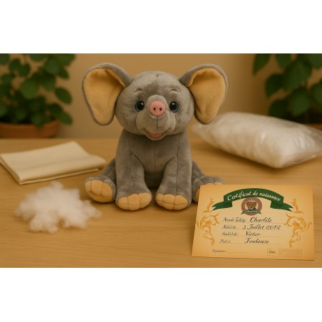 Peluche éléphant gris à remplir – Réf. 60346 The Bear Factory – vue de face