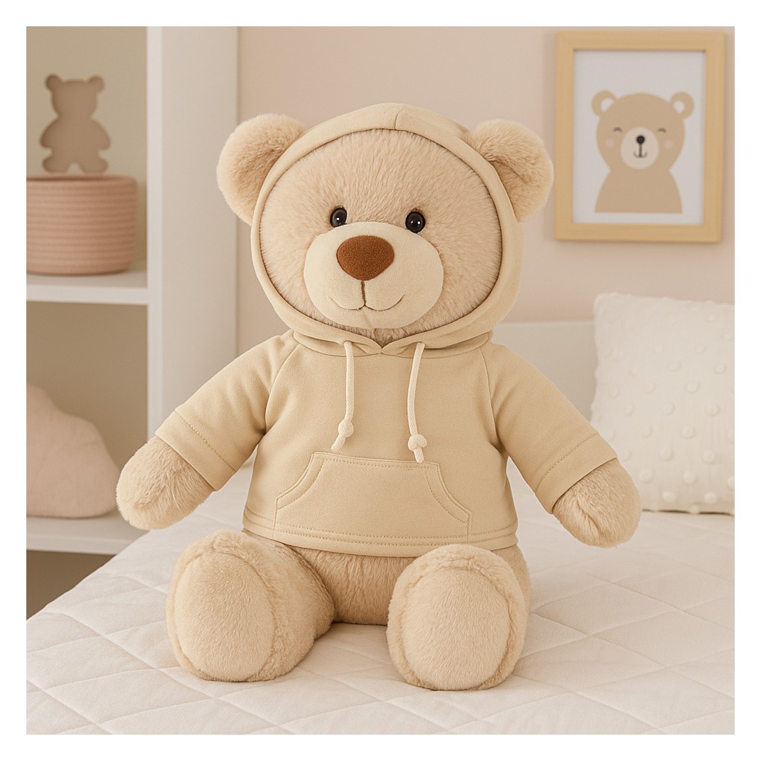Sweat à capuche beige pour peluche 40 cm – Mon Teddy Bear Y036. Sweat à capuche beige pour peluche 40 cm – Mon Teddy Bear Y036.