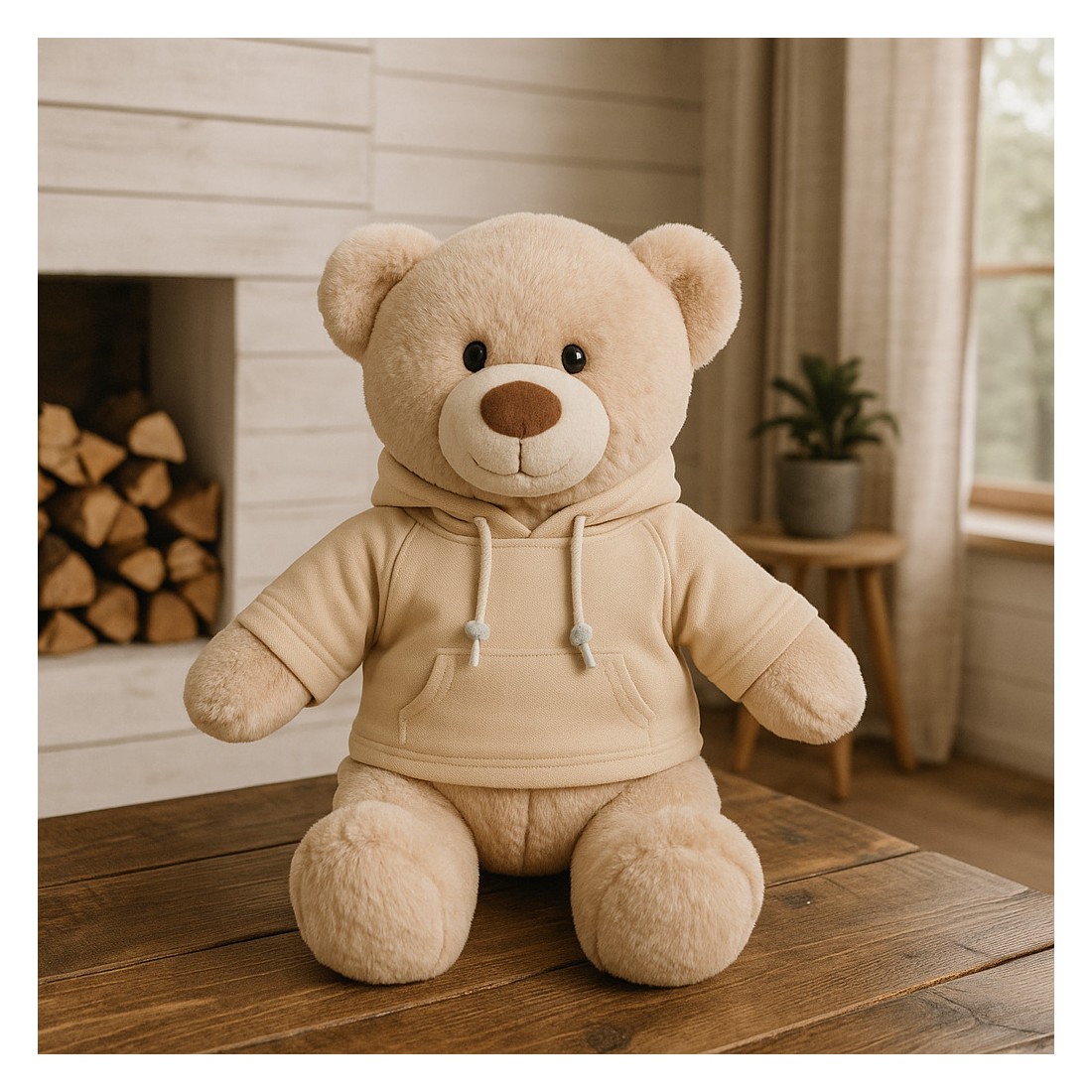 Sweat à capuche beige pour peluche 40 cm – Mon Teddy Bear Y036. Sweat à capuche beige pour peluche 40 cm – Mon Teddy Bear Y036.