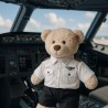 knuffel panda in pilotenoutfit met wit shirt en zwarte stropdas - Mon Teddy Bear