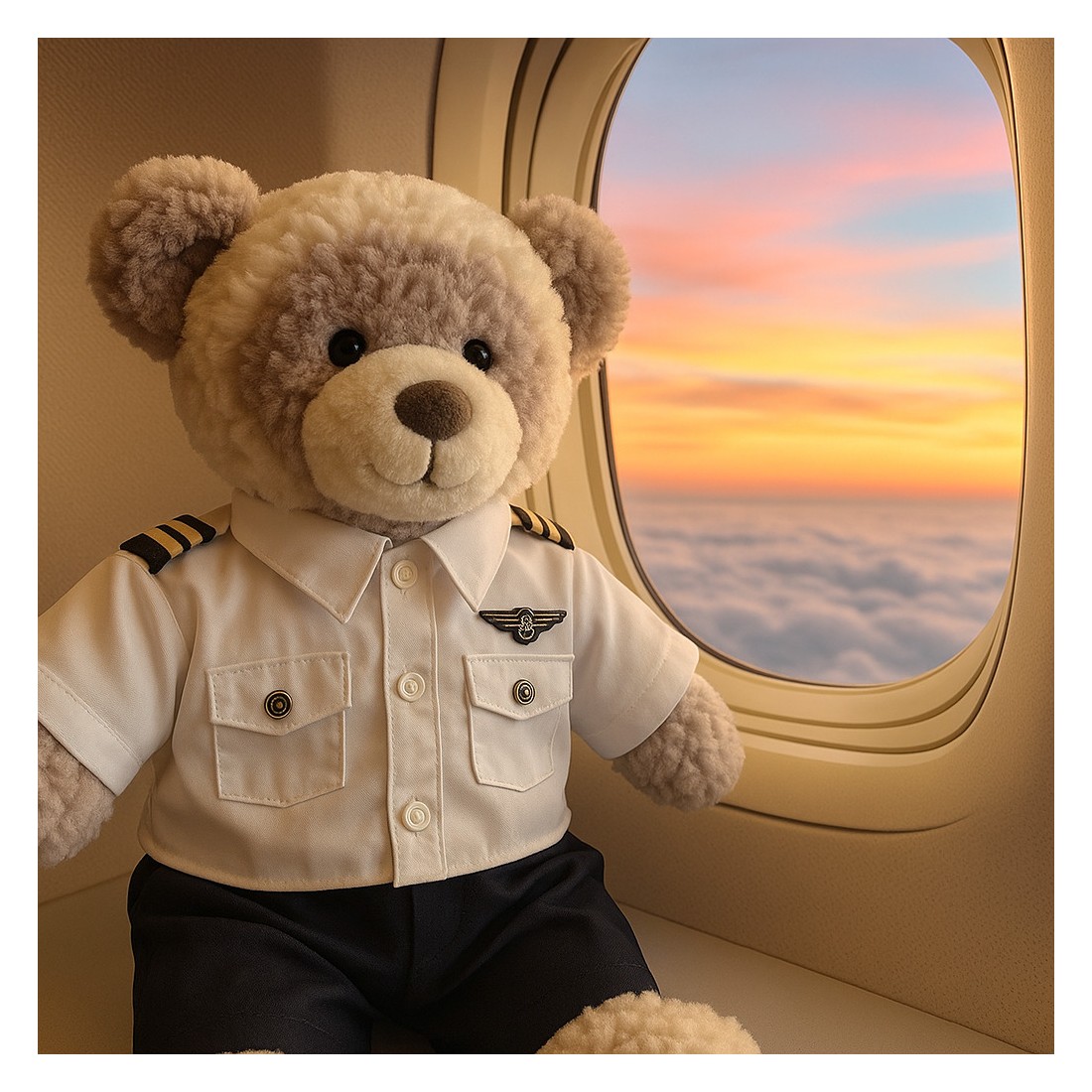 knuffel panda in pilotenoutfit met wit shirt en zwarte stropdas - Mon Teddy Bear knuffel panda in pilotenoutfit met wit shirt en zwarte stropdas - Mon Teddy Bear