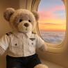 knuffel panda in pilotenoutfit met wit shirt en zwarte stropdas - Mon Teddy Bear