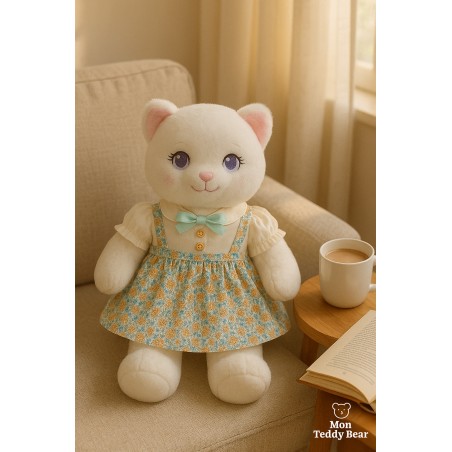 Vintage bloemenjurk voor knuffel 40 cm – Ref. Y182 – Mon Teddy Bear