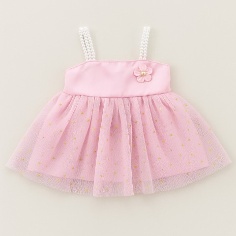 robe-peluche-tulle-rose-etoiles-dorees-ref-y178