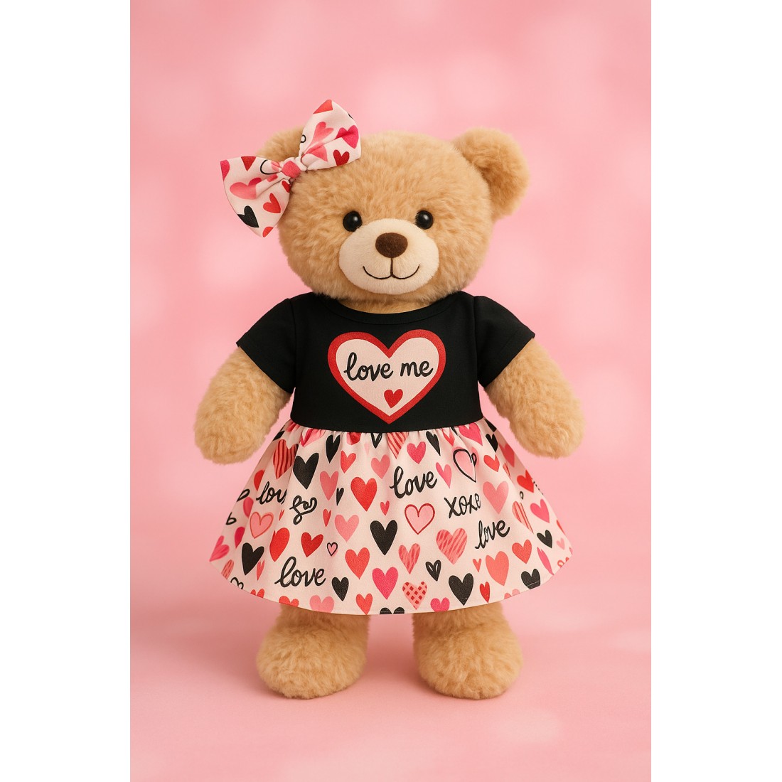 Knuffel kleding Love Me 3002 – zwart shirt en hartjesrok. Knuffel kleding Love Me 3002 – zwart shirt en hartjesrok.