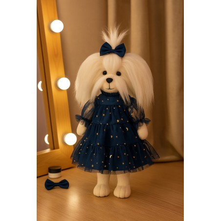 Lucky Doggy Starlight Night L130 – blauwe jurk met gouden sterren.