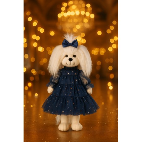 Lucky Doggy Starlight Night L130 – Tüllkleid blau mit goldenen Sternen.