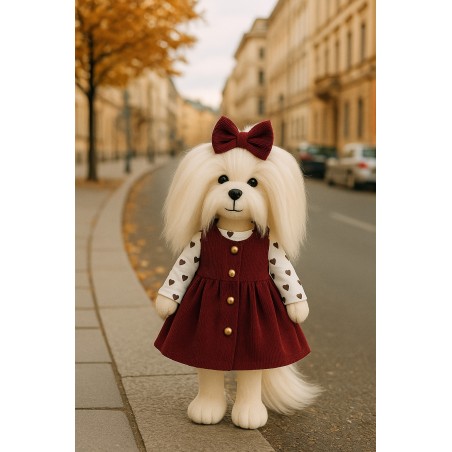 Lucky Doggy Velvet Love L128 – Kleid aus Cord mit Herzen.