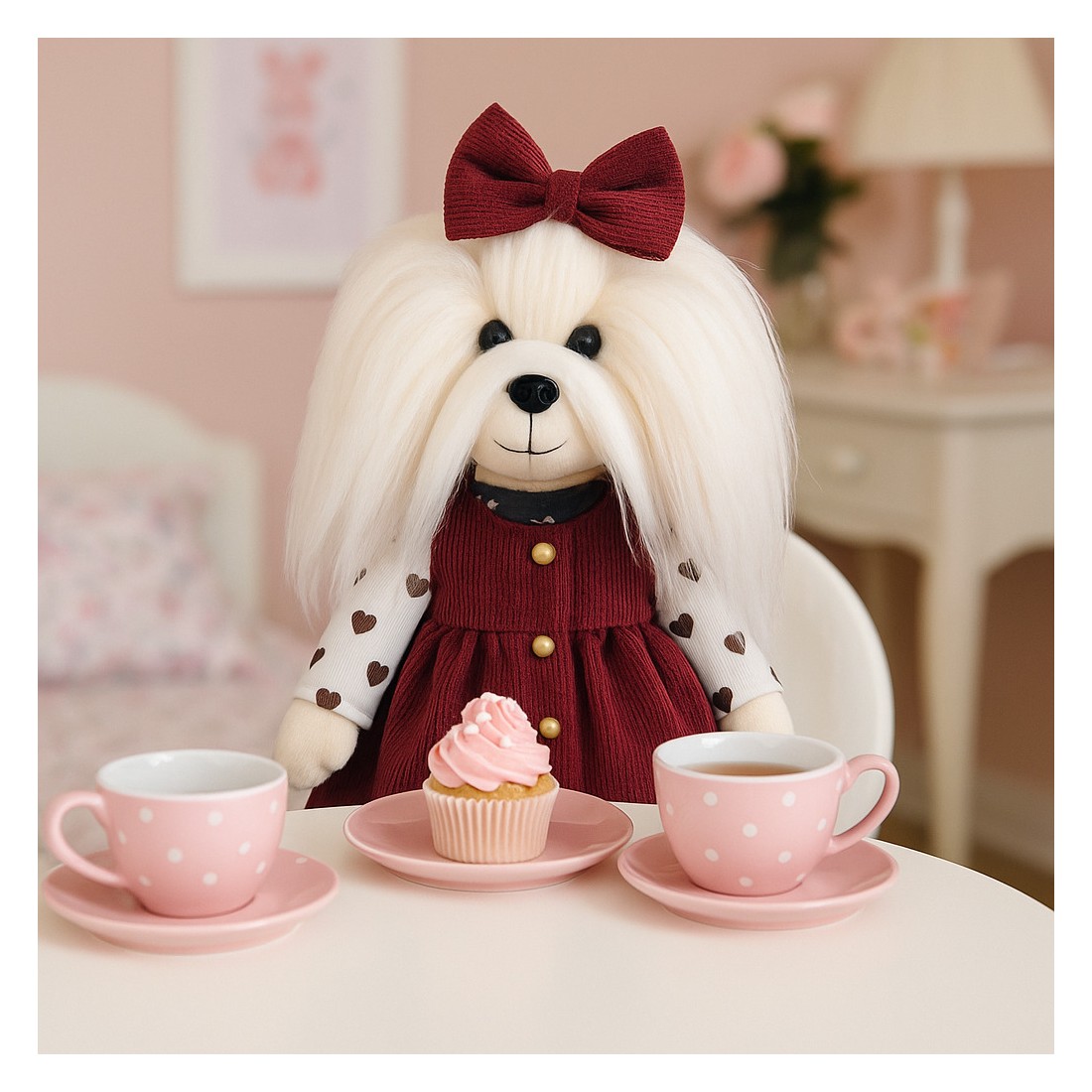 Ensemble Lucky Doggy Velvet Love L128 – robe bordeaux et haut à cœurs. Ensemble Lucky Doggy Velvet Love L128 – robe bordeaux et haut à cœurs.