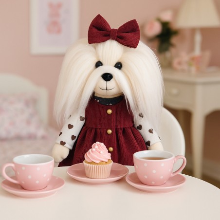 Lucky Doggy Velvet Love L128 – Kleid aus Cord mit Herzen.