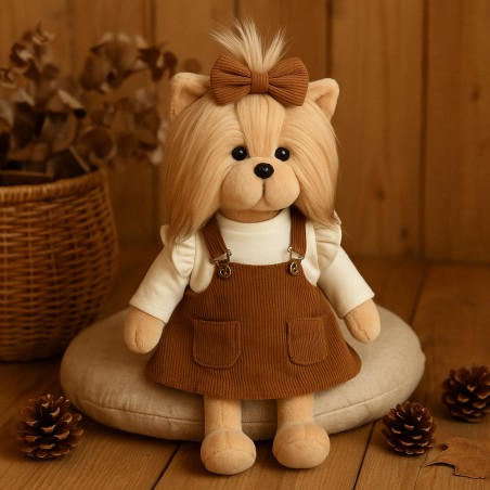 Lucky Doggy L112 bruine tuinrok en crèmekleurige top voor knuffel