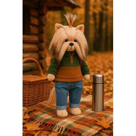 Lucky Doggy – Plüschhund Andy mit Herbstpulli & Jeans – Autumn Palette – 40 cm