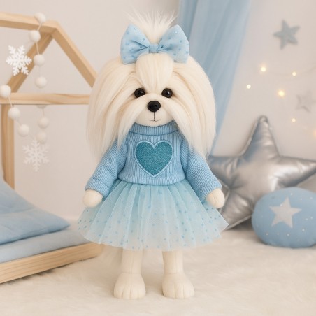 Lucky Mimi knuffel Blue Heart Dream 38 cm blauwe trui glitterhart LD5/087