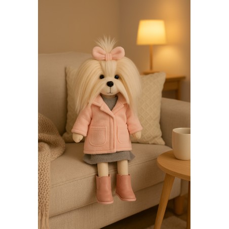 Lucky Yoyo Lavender Evening Ref. LD5/100 – Articulated plush in pink coat and gray dress