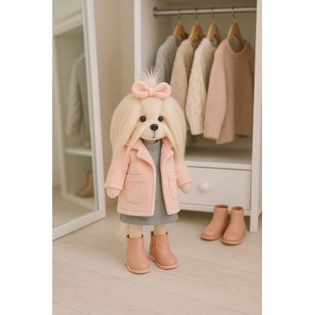 Lucky Yoyo Lavender Evening Ref. LD5/100 – Articulated plush in pink coat and gray dress
